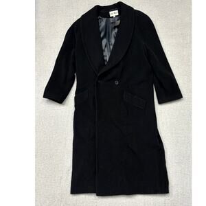 John Weitz Women's Black Full Length Wool Cashmere Coat Size 14 #66954